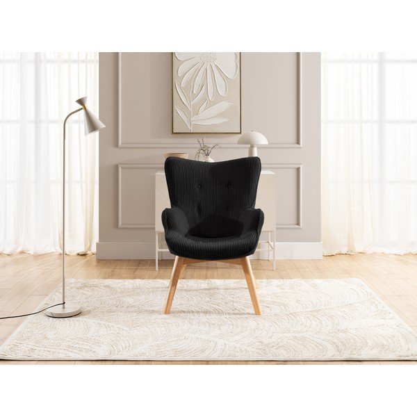 Melns velveta atpūtas krēsls Niko – Ropez-image-1