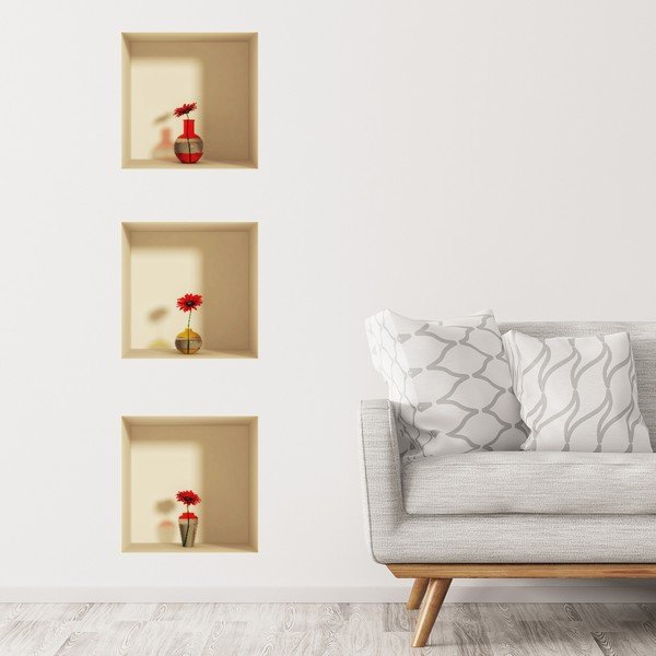 3 uzlīmju komplekts ar 3D efektu Ambiance Gerberas-image-1
