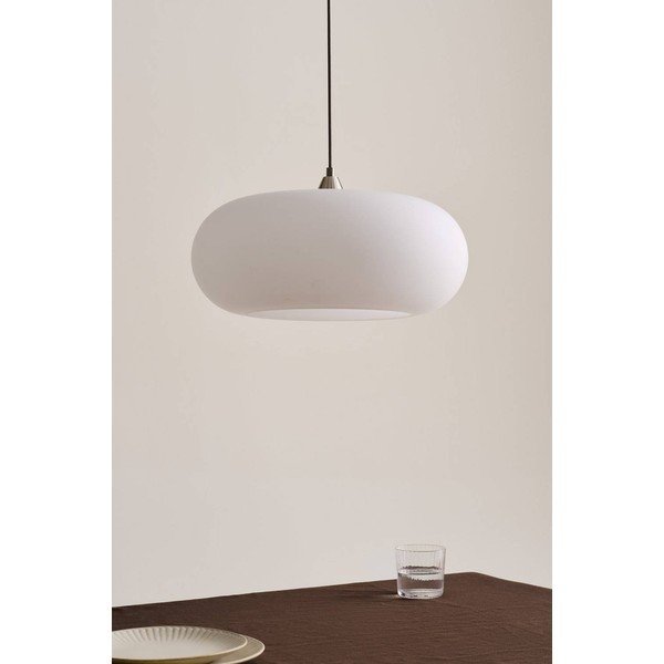 Balta/matētas sudraba krāsas piekaramā lampa no opāla stikla ø 43 cm Thalia – Jotex-image-3