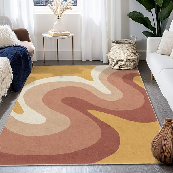 Okera dzeltens/dūmakaini rozā mazgājams paklājs 60x100 cm Strawberry Creamsicle – Mila Home-image-4