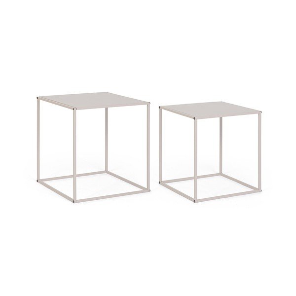 Bēši metāla žurnālgaldiņi (2 gab.) 38x38 cm Alrik – Yes Everyday-image-2