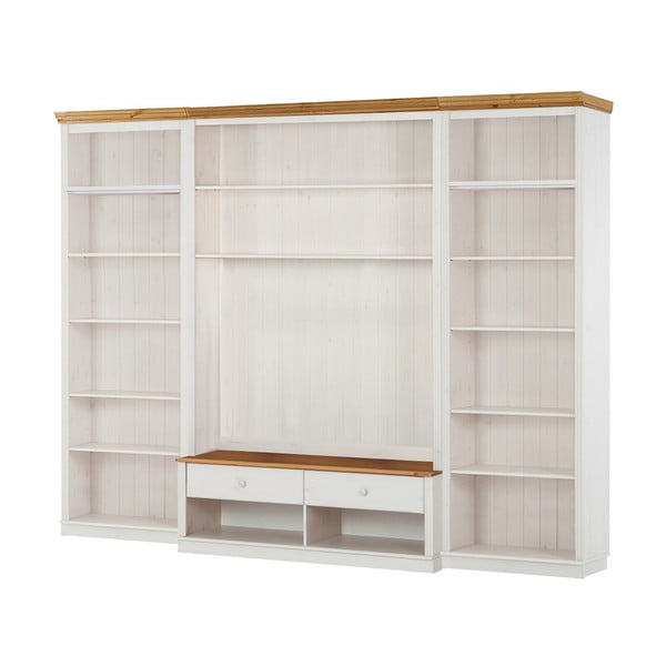 Balts priedes masīvkoka TV plauktu komplekts 288x223 cm Anita – Støraa-image-2