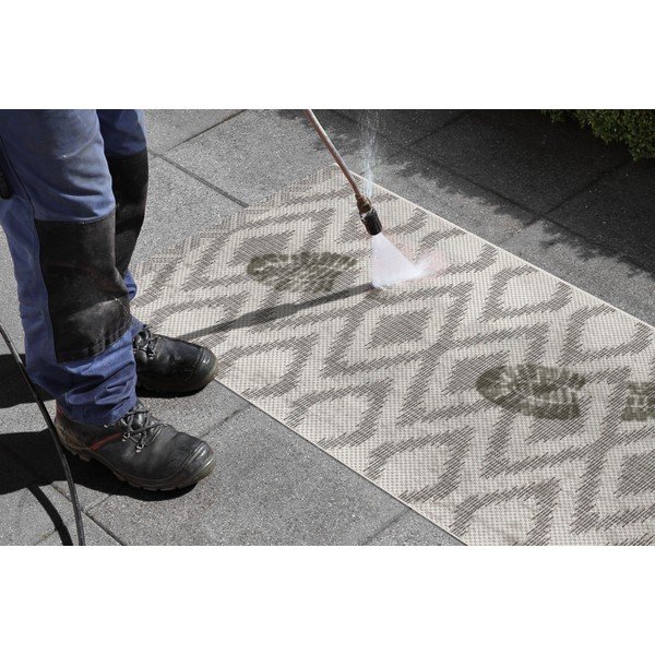 Pelēks un krēmkrāsas āra paklājs NORTHRUGS Isle, 70 x 200 cm-image-1