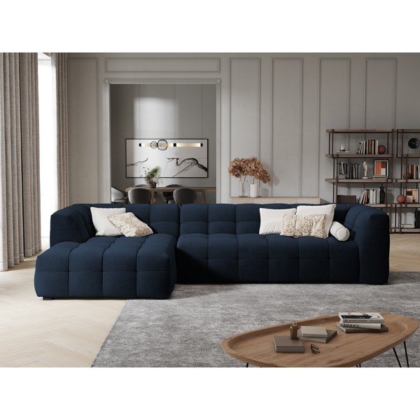 Zils samta stūra dīvāns Windsor & Co Sofas Vesta, kreisais stūris-image-1