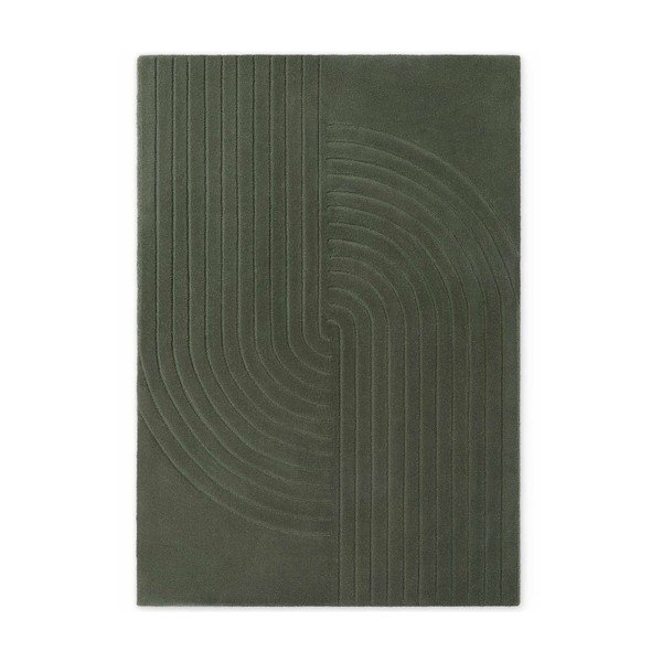 Tumši zaļš ar rokām darināts vilnas paklājs 80x150 cm Arcura – Vikosa