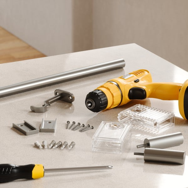 Matētas sudraba krāsas tērauda pagarināma aizkaru stanga 107–305 cm Flute – Umbra-image-1