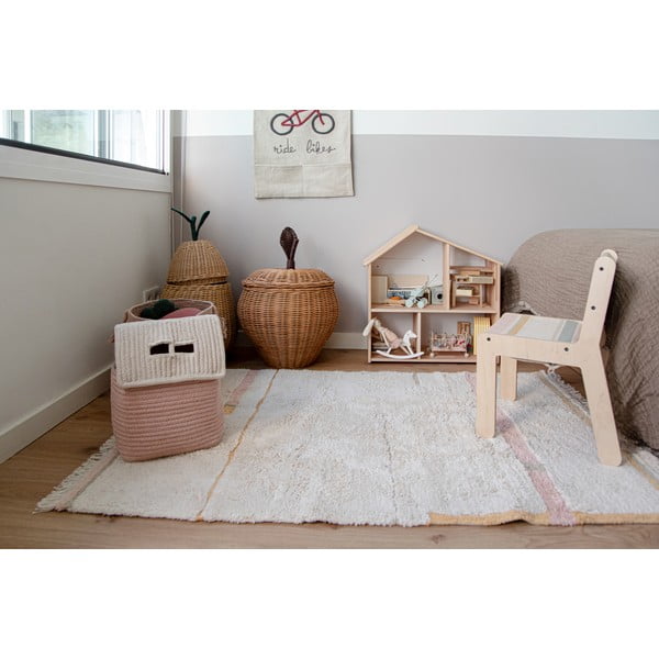 Rozā/krēmkrāsas mazgājams/ar rokām darināts kokvilnas paklājs 90x130 cm Lanes Vintage Nude – Lorena Canals-image-1