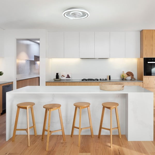 Balta LED griestu lampa ar tālvadību/ar ventilatoru Alan – SULION-image-2