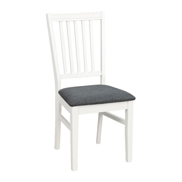 Balts gumijkoka ēdamistabas krēsls ar pelēku sēdekli Rowico Wittaskar