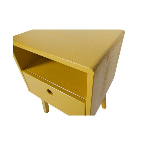 Dzeltens priedes masīvkoka naktsgaldiņš WOOOD Sammie-image-1