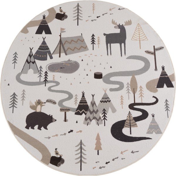 Krēmkrāsas mazgājams bērnu paklājs ø120 cm Coco 1135 – Ayyildiz Carpets