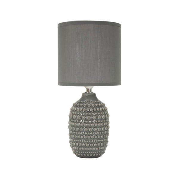 Pelēka keramikas galda lampa ar auduma abažūru (augstums 30,5 cm) Points – Mauro Ferretti