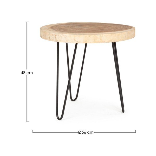 Mungura masīvkoka apaļš sānu galdiņš ø 56 cm Tuala – Bizzotto-image-3