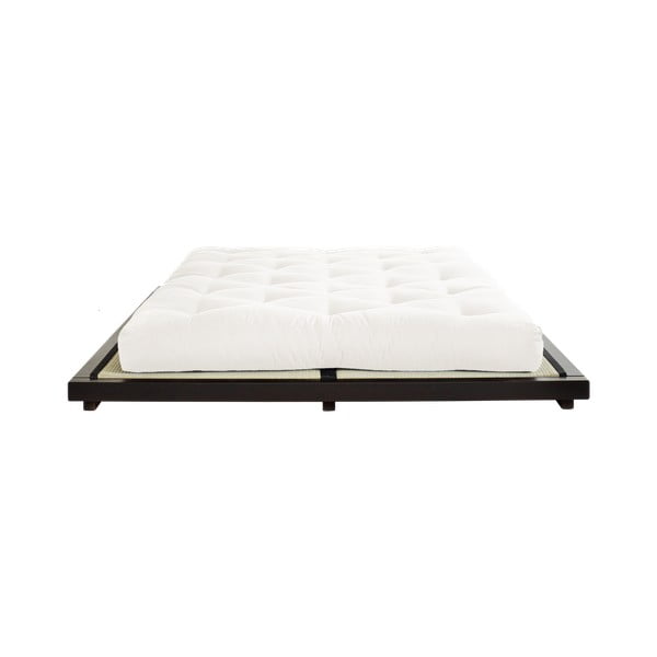 Divguļamā gulta no priedes koka ar matraci un tatami Karup Design Dock Comfort Mat Black Natural, 140 x 200 cm
