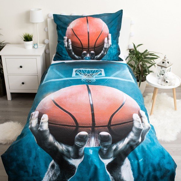 Vienguļamā kokvilnas bērnu gultas veļa 140x200 cm Basketball – Jerry Fabrics-image-1