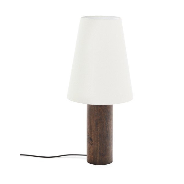 Balta/tumša dabīga toņa stāvlampa ar auduma abažūru (augstums 110 cm) Marga – Kave Home