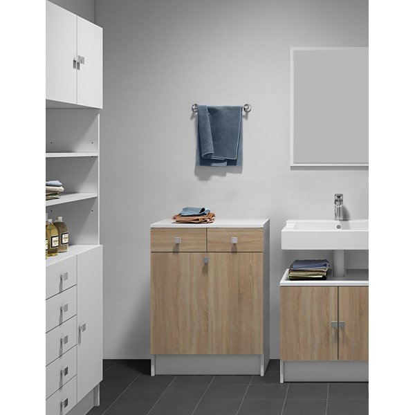 Balts vannasistabas skapītis ozolkoka krāsā 60x82 cm Combi - TemaHome -image-1