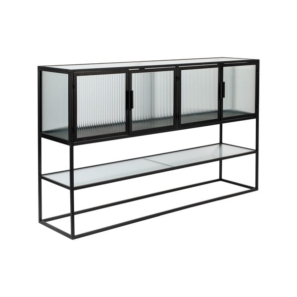 Melna metāla vitrīna 150x90 cm Boli – Dutchbone-image-2