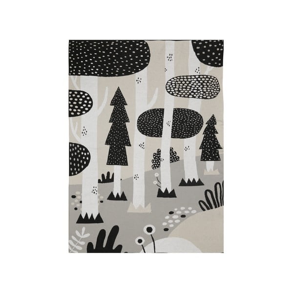 Melns un pelēks kokvilnas pārklājs bērniem Södahl Magic Forest, 100 x 150 cm
