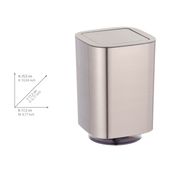 Spīdīgas sudraba krāsas plastmasas atkritumu tvertne 5,5 l Auron – Wenko-image-2