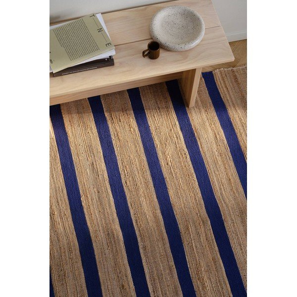 Zils/dabīga toņa ar rokām darināts paklājs no džutas maisījuma 200x300 cm Otti – Jotex-image-1