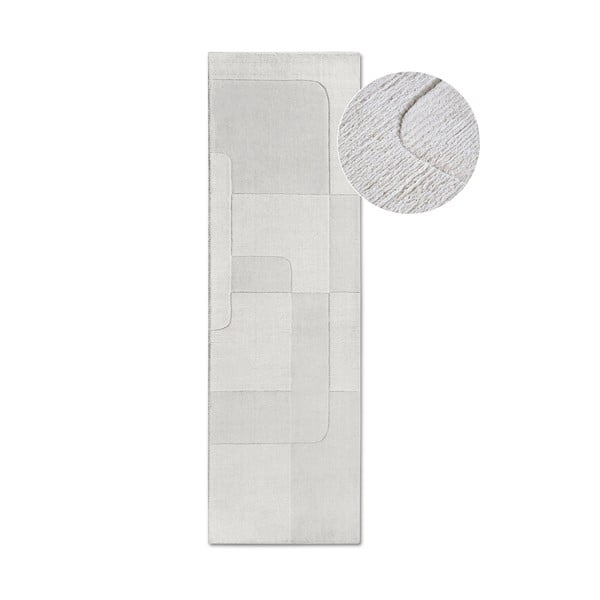 Krēmkrāsas ar rokām darināts vilnas celiņa paklājs 80x250 cm Charlotte – Villeroy&Boch