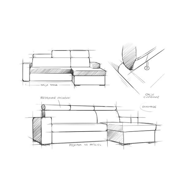 Pelēks stūra dīvāns Custom Form Atlantida, kreisā puse-image-3
