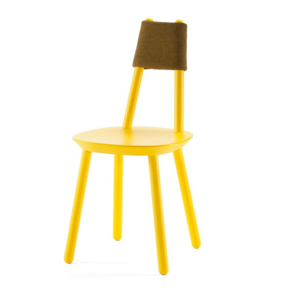 Dzeltens masīvkoka krēsls EMKO Naïve
