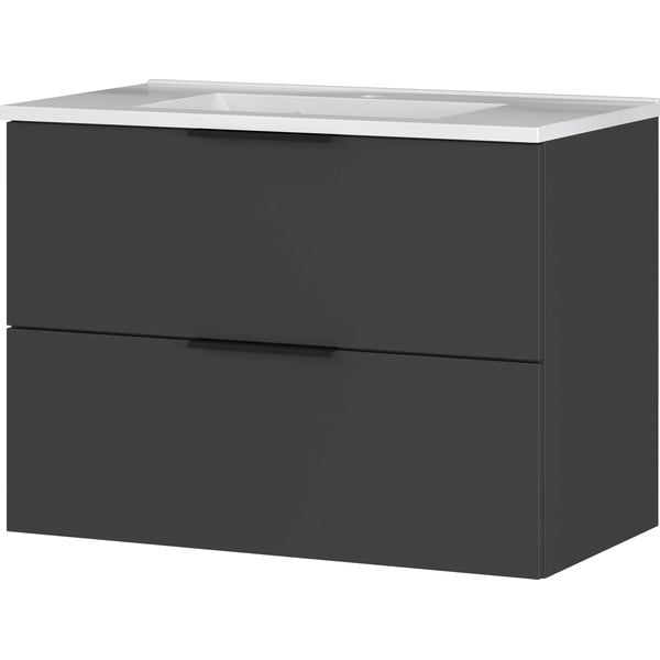 Antracīta pelēks zems piekaramais skapītis ar izlietni 81x61 cm Crandon – Germania-image-2