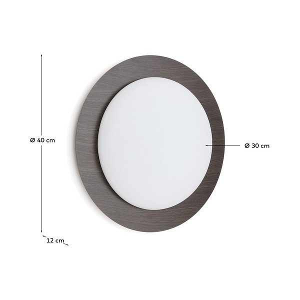 Tumši brūna metāla LED sienas lampa ø 40 cm Novae – Kave Home-image-4