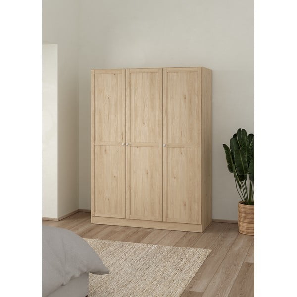 Dabīga toņa drēbju skapis ar ozolkoka imitāciju 147x200 cm Billund – Tvilum-image-1