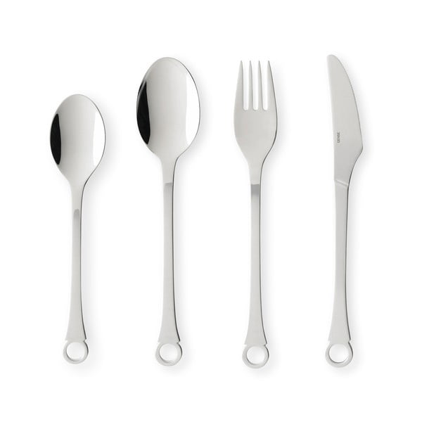 Sudraba krāsas nerūsējošā tērauda galda piederumi (16 gab.) Pantry – Gense-image-2