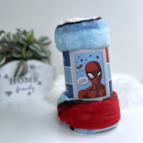 Sarkana/zila mikroplīša bērnu sega 100x150 cm Spiderman – Jerry Fabrics-image-1