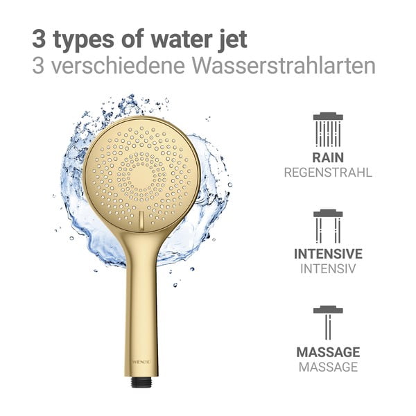 Matētas zelta krāsas plastmasas ekonomiskā dušas galva ø 11 cm Watersaving System – Wenko-image-3