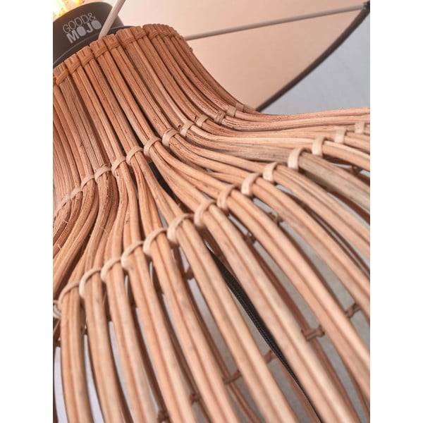 Balta/dabīga toņa galda lampa ar auduma abažūru (augstums 60 cm) Kalahari – Good&Mojo-image-3