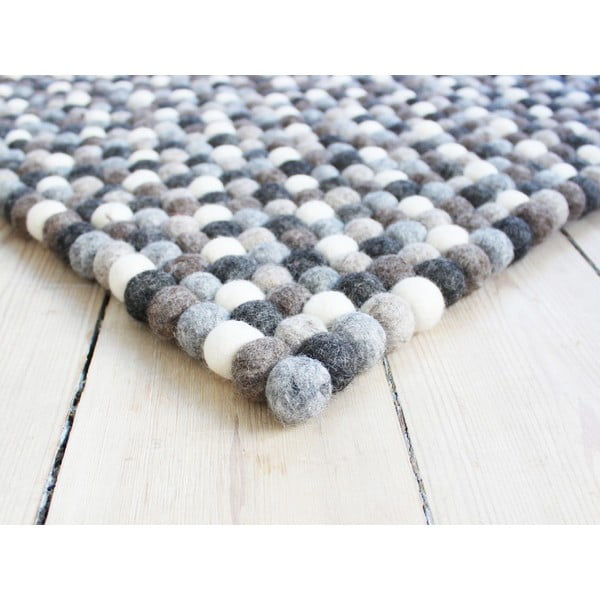 Pelēks un balts vilnas bumbiņu paklājs Wooldot Ball Rugs, 100 x 150 cm