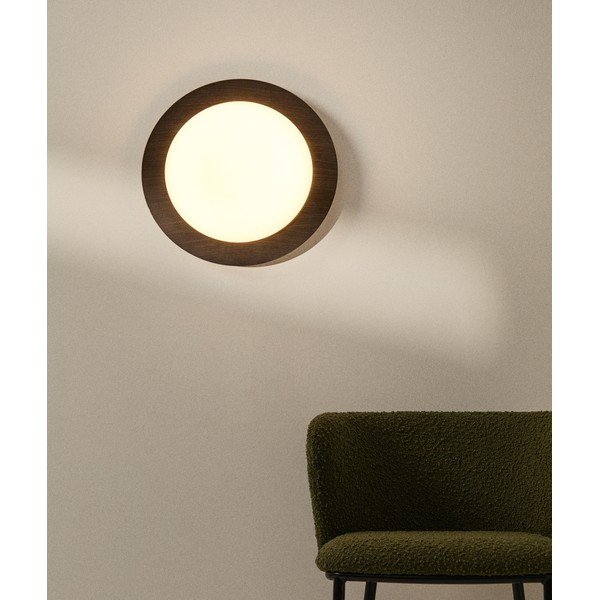Tumši brūna metāla LED sienas lampa ø 40 cm Novae – Kave Home-image-1