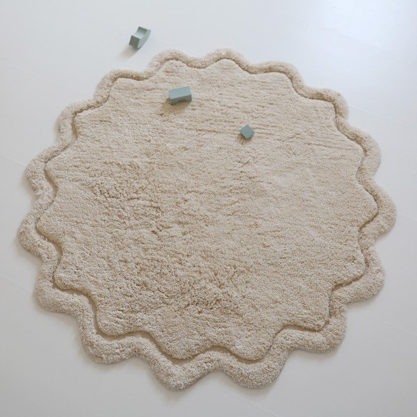 Krēmkrāsas mazgājams/ar rokām darināts kokvilnas apaļš paklājs ø 110 cm Sweet April Ecru – Nattiot-image-2