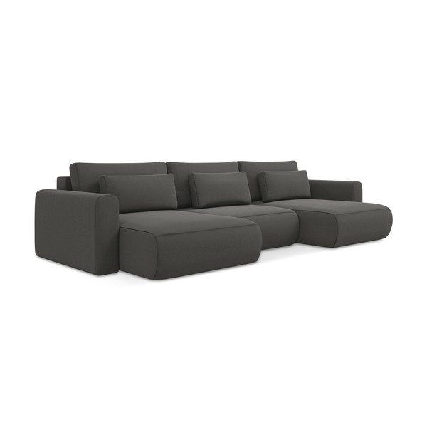 Tumši pelēks samta salokāms/ar uzglabāšanas vietu (U veida) stūra dīvāns Kapua – Makamii-image-1