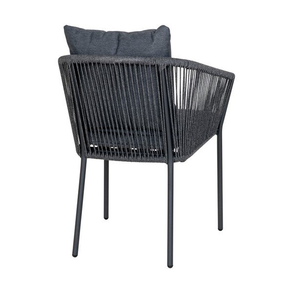 Tumši pelēks metāla/polsterēts dārza krēsls Salerno – House Nordic-image-4