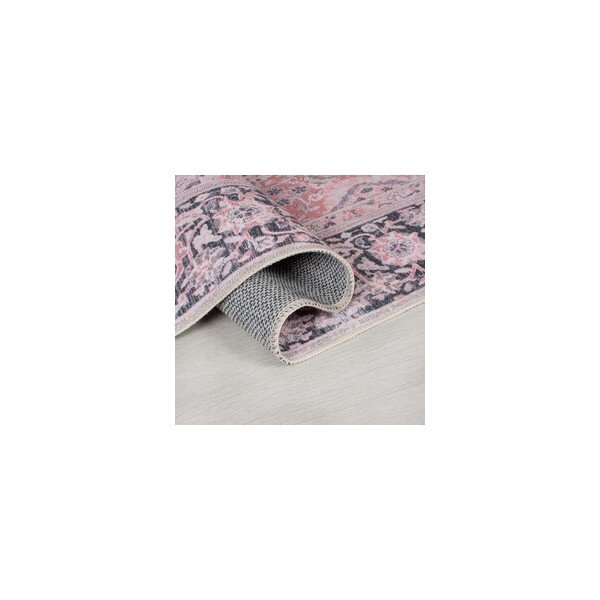 Rozā mazgājams apaļš paklājs ø 180 cm Somerton – Flair Rugs-image-3