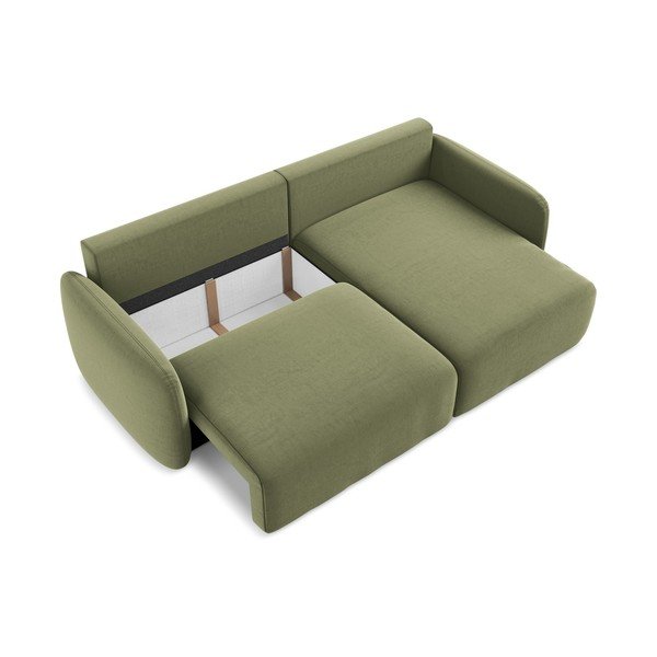 Zaļš samta salokāms stūra dīvāns ar uzglabāšanas vietu (ar labo stūri/ar zvilni) Kalena – Makamii-image-4
