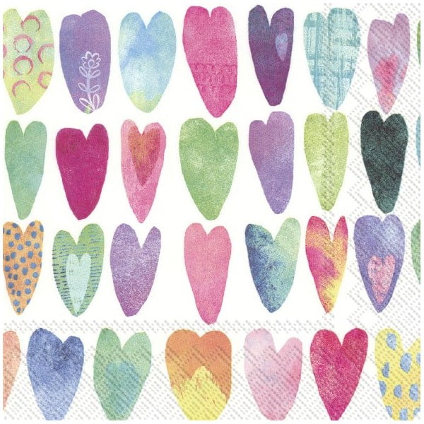 Papīra salvetes (20 gab.) Rainbow Hearts – IHR