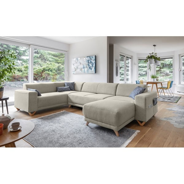 Bēšs salokāms/ar uzglabāšanas vietu stūra dīvāns (ar kreiso stūri/U veida) Classy Sophie – Miuform-image-3