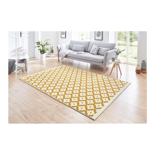 Krēmkrāsas un dzeltens paklājs Hanse Home Celebration Lattice, 160 x 230 cm-image-1