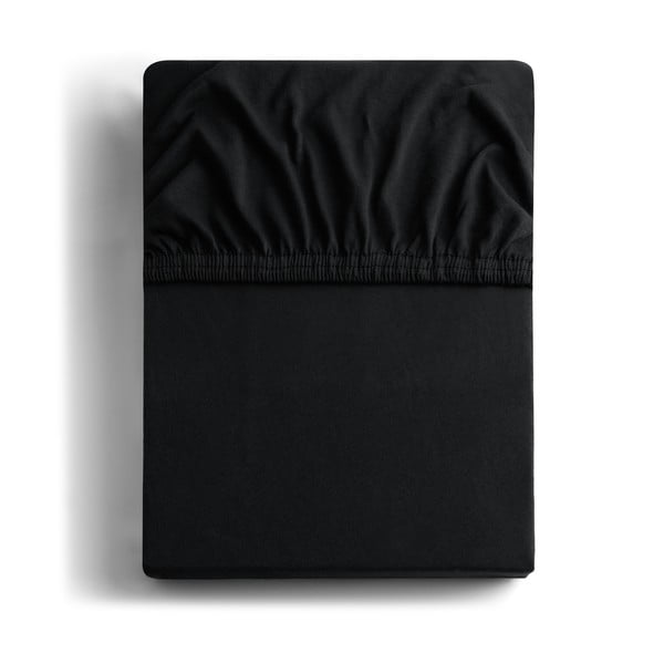 Melns trikotāžas palags ar gumiju 180x200 cm Amber – DecoKing