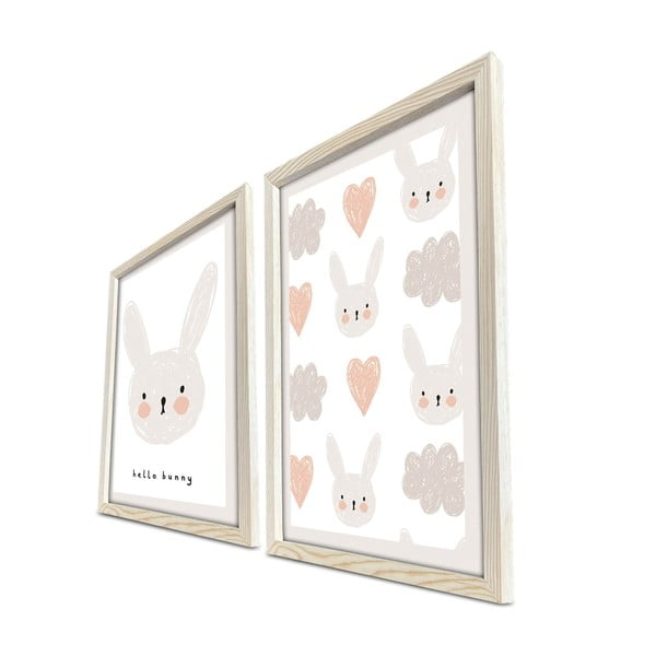 Bērnu bildes (2 gab.) 38x53 cm Hello Bunny – Wallity-image-2