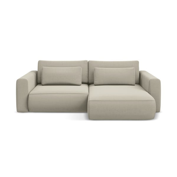 Bēšs samta salokāms/ar uzglabāšanas vietu stūra dīvāns (ar labo stūri/ar zvilni) Kapua – Makamii