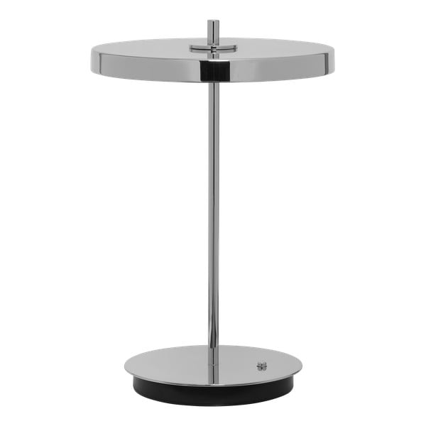 Sudraba krāsas LED galda lampa ar regulējamu spilgtumu un metāla abažūru (augstums 31 cm) Asteria Move – UMAGE