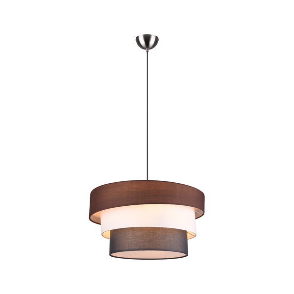 Pelēka/brūna piekaramā lampa ar auduma abažūru ø 45 cm Ibis – Trio-image-2